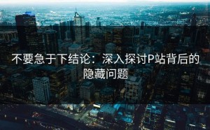 不要急于下结论：深入探讨P站背后的隐藏问题