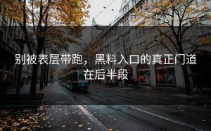 别被表层带跑，黑料入口的真正门道在后半段