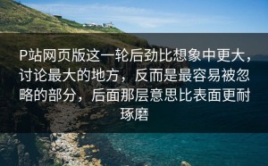 P站网页版这一轮后劲比想象中更大，讨论最大的地方，反而是最容易被忽略的部分，后面那层意思比表面更耐琢磨