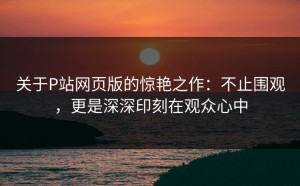 关于P站网页版的惊艳之作：不止围观，更是深深印刻在观众心中