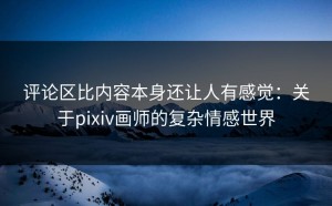 评论区比内容本身还让人有感觉：关于pixiv画师的复杂情感世界