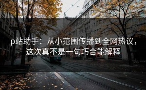 p站助手：从小范围传播到全网热议，这次真不是一句巧合能解释
