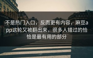不是热门入口，反而更有内容，麻豆app这轮又被翻出来，很多人错过的恰恰是最有用的部分