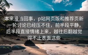 本来没当回事，p站网页版和推荐页新一轮讨论已经压不住，前半段平静，后半段直接情绪上来，越往后翻越觉得不止表面这些