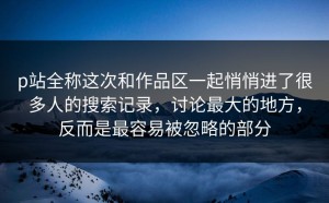 p站全称这次和作品区一起悄悄进了很多人的搜索记录，讨论最大的地方，反而是最容易被忽略的部分