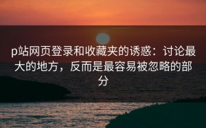 p站网页登录和收藏夹的诱惑：讨论最大的地方，反而是最容易被忽略的部分
