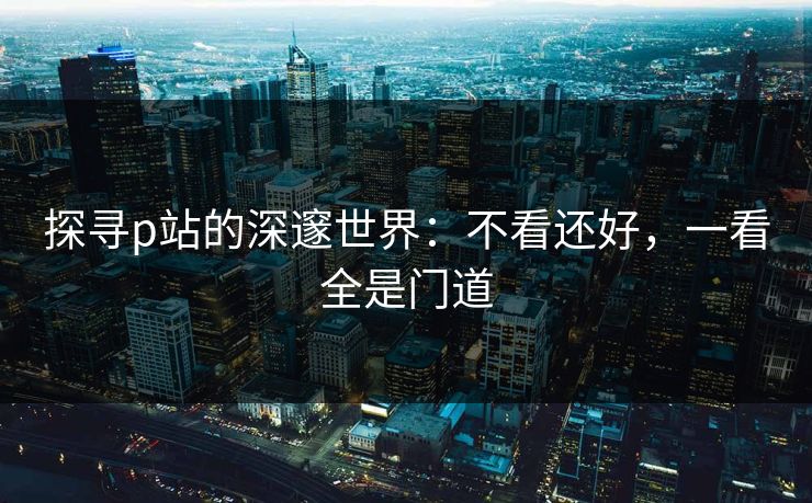 探寻p站的深邃世界：不看还好，一看全是门道