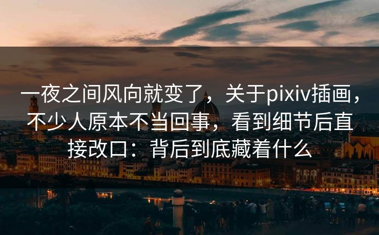一夜之间风向就变了,关于pixiv插画,不少人原本不当回事,看到细节后直接改口:背后到底藏着什么 一夜之间风向就变了,关于pixiv插画,不少人原本不当回事,看到细节后直接改口:背后到底藏着什么